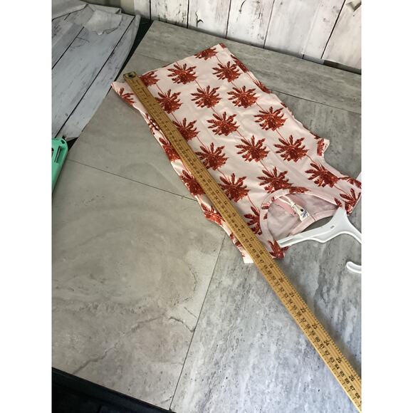 Kate Quinn Sleeveless Tank Top Size 7Y Dark Red Ivory Hawaiian Floral V Neck - Picture 5 of 5